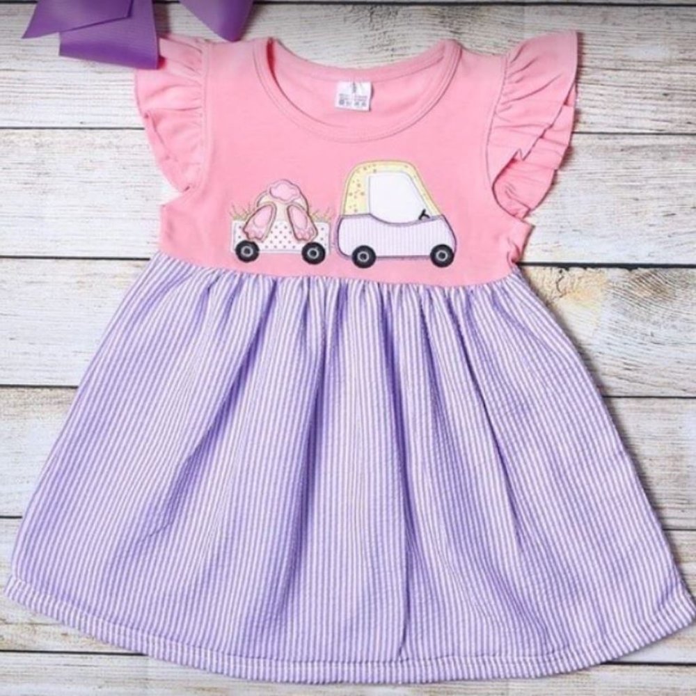 BUNNY IN WAGON ANGEL SLEEVES DRESS